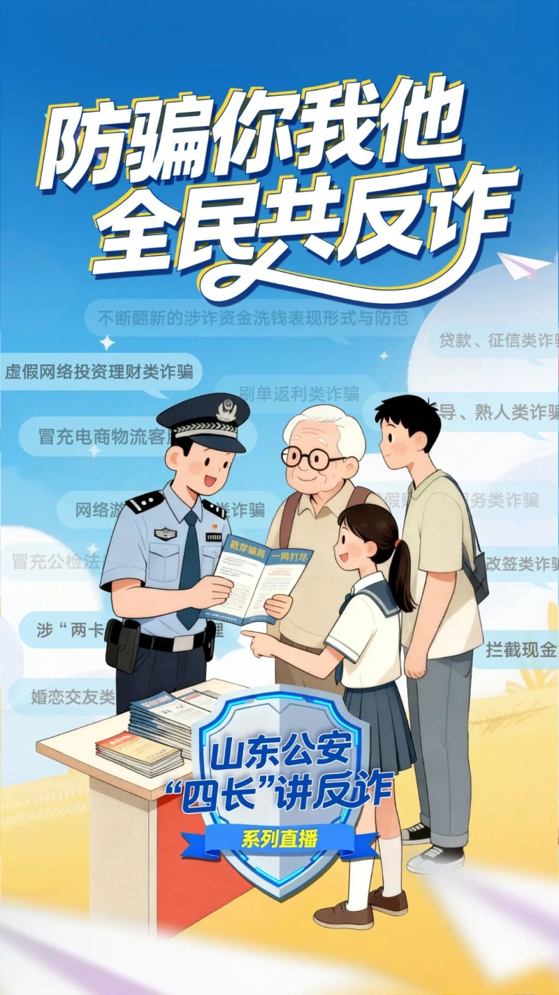 电诈套路“防不胜防”？16市联动直播，山东公安“四长”在线支招！